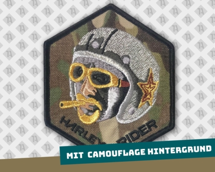 Gestickter Patch Aufnäher mit Kettelrand Harley Rider Biker Camouflage