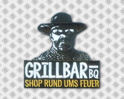 Gestickter Patch Aufnäher Konturschnitt Grillbar Gastro