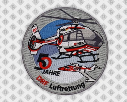 Runder Patch Aufnäher Abzeichen Badge gestickt mit gesticktem Rand Luftrettung DRF Notarzt Rettungsdienst