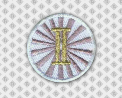 Runder gestickter Patch Aufnäher Abzeichen badge mit gesticktem Rand weiß Vereine