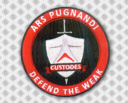 Runder gestickter Aufnäher Patch Abzeichen Badge mit Stickrand Vereine Defense Schwert
