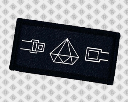 Rechteckiger gewebter Aufnäher Patch mit Kettelrand schwarz weiß Diamant Allgemein