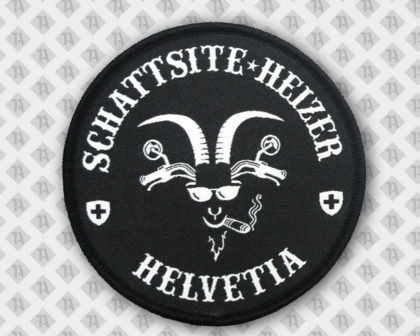 Patch Aufnäher rund gewebt mit Kettelrand Biker Motorrad schwarz weiß Schweiz