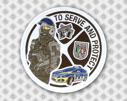 Gewebter Patch Aufnäher mit Kettelrand rund Polizeiauto Polizist Polizei