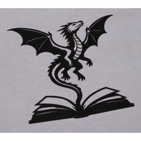 DTF / Textildruck / Bügelbild, Buchdrache, 100x106 mm, Schwarz, für Baumwolle - Bild 2