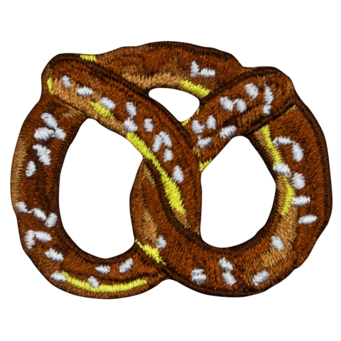 Aufnäher / Patch, gestickt, Brezel, Bügelfläche, 50x40 mm - Bild 1