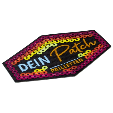 Beispielaufnäher/Veredelung, gestickt mit Pailletten, DEIN PATCH, 70x50 mm - Bild 2