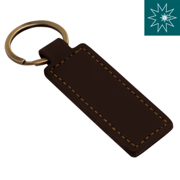 Schlüsselanhänger, Leder, Lasche und Ring, Dunkelbraun, 70x25 mm - mit Lasergravur (Ihr Motiv/Logo) - Bild 1