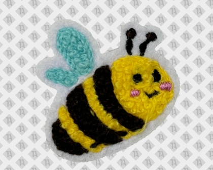 Patch Aufnäher Chenille Hummel mit verschiedenen Chenillegarnen