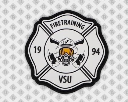 Patch Aufnäher Abzeichen PVC Rubber 2D weiß schwarz Feuerwehr