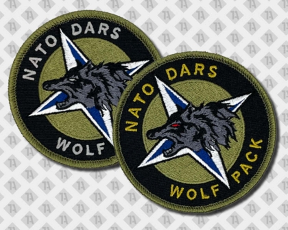 Runder gestickter Aufnäher Patch Kettelrand Bundeswehr grün schwarz Wolf