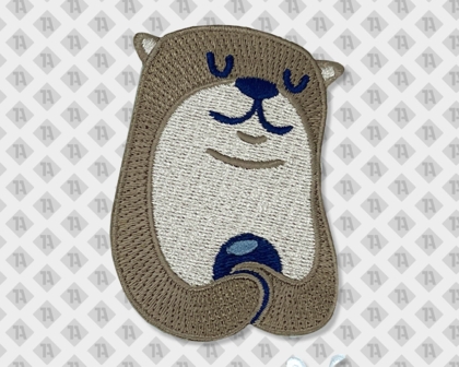 Gestickter Patch Aufnäher mit gesticktem Rand Kontur geschnitten Otter süß niedlich Kinder DIY