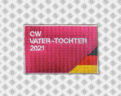 Gestickter Aufnäher Patch rechteckig mit Stickrand Firmen Vater-Tochter Deutschland