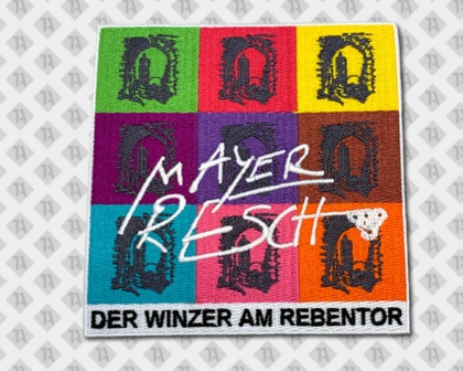 Patch Aufnäher gestickt mit gesticktem Rand bunt Firmen