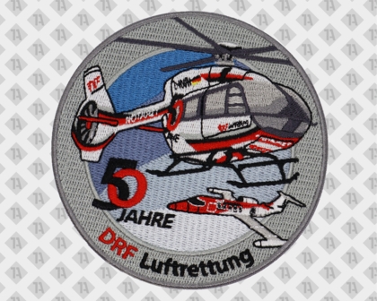 Runder Patch Aufnäher Abzeichen Badge gestickt mit gesticktem Rand Luftrettung DRF Rettungsdienst