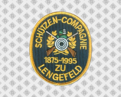 Ovaler Gestickter konturgeschnittener Patch Aufnäher mit Kettelrand bunt Lengfeld Compagnie Schützenverein