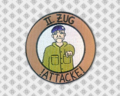 Gestickter runder Patch Aufnäher Badge Abzeichen mit gesticktem Rand braun grün Attacke Vereine