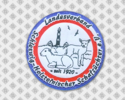 Gestickter runder Patch Aufnäher mit gesticktem Rand Schaf Lamm Schafzüchter Vereine