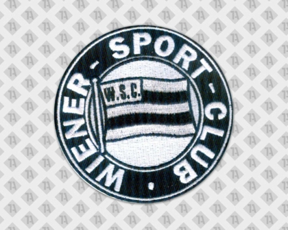 Runder gestickter Aufnäher Patch Abzeichen Badge mit gesticktem Rand schwarz weiß Fahne Wiener Sport Club Vereine