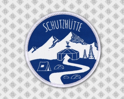 Runder Patch Aufnäher gewebt Abzeichen Badge mit Kettelrand Peter Pan Stammeslager in feinen Details gewebt Pfadfinder