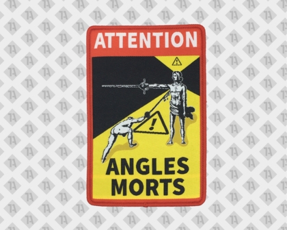Konturgeschnittener Patch Aufnäher Abzeichen Badge gewebt mit Kettelrand rot gelb weiß Fechten Vereine