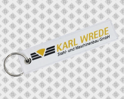 Gewebter Schlüsselanhänger mit Kettelrand Ring und Öse Stahl Maschinenbau Handwerker