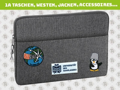 Laptop Tasche mit Aufnäher grau Accessoires Patch Aufnäher