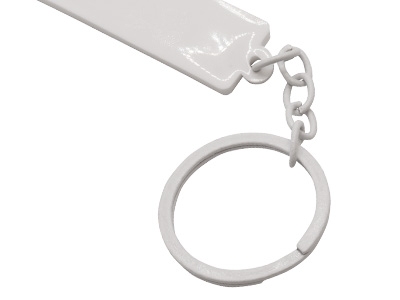 Weißer PVC/Rubber-Schlüsselanhänger mit einer weißen Kette und einem weißen Schlüsselring