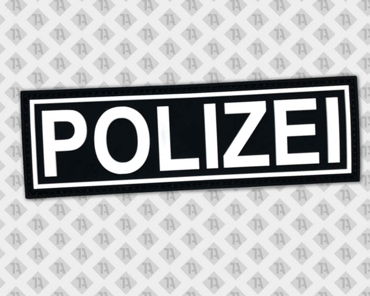 Rubber PVC Patch Aufnäher Klett schwarz weiß Zoll Polizei rechteckig