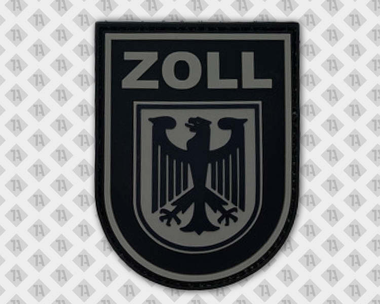 Rubber PVC Patch Aufnäher in Wappenform schwarz Zoll Polizei