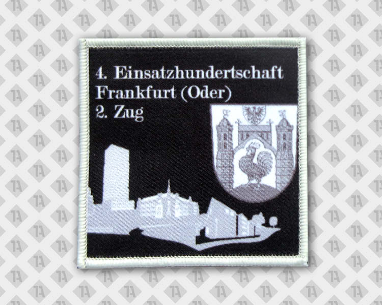 Patch Aufnäher gedruckt mit Kettelrand schwarz weiß Polizei Einsatzhundertschaft