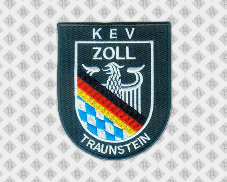 Gestickter Aufnäher Patch in Wappenform mit gesticktem Rand Deutschland Adler Zoll