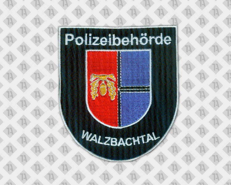 Patch Aufnäher gestickt in Wappenform mit Stickrand Polizeibehörde Polizei