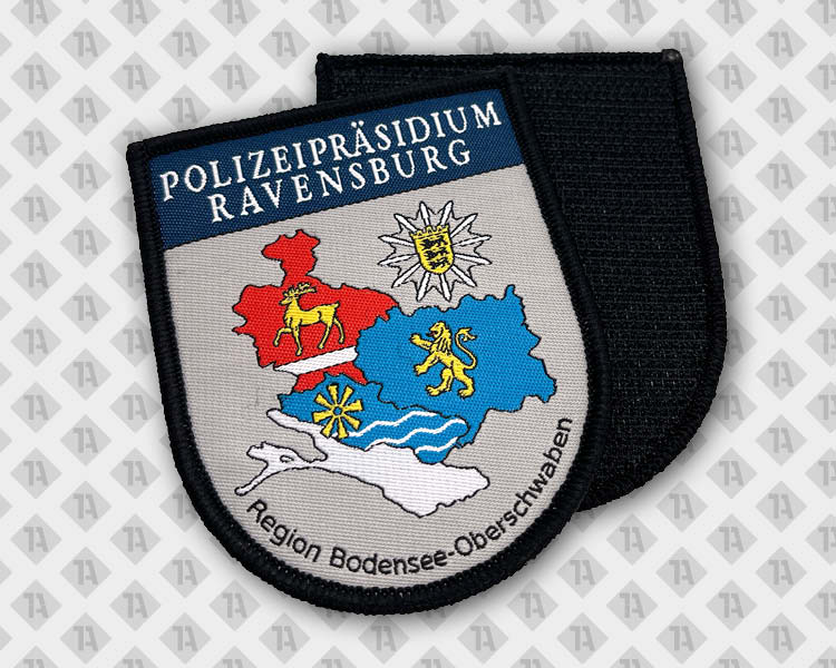 Patch Aufnäher gewebt mit Kettelrand Wappenform Polizeipräsidium Polizei