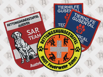 1A Aufnäher Patch für Rettungshundestaffeln mit Klett und Kettelrand