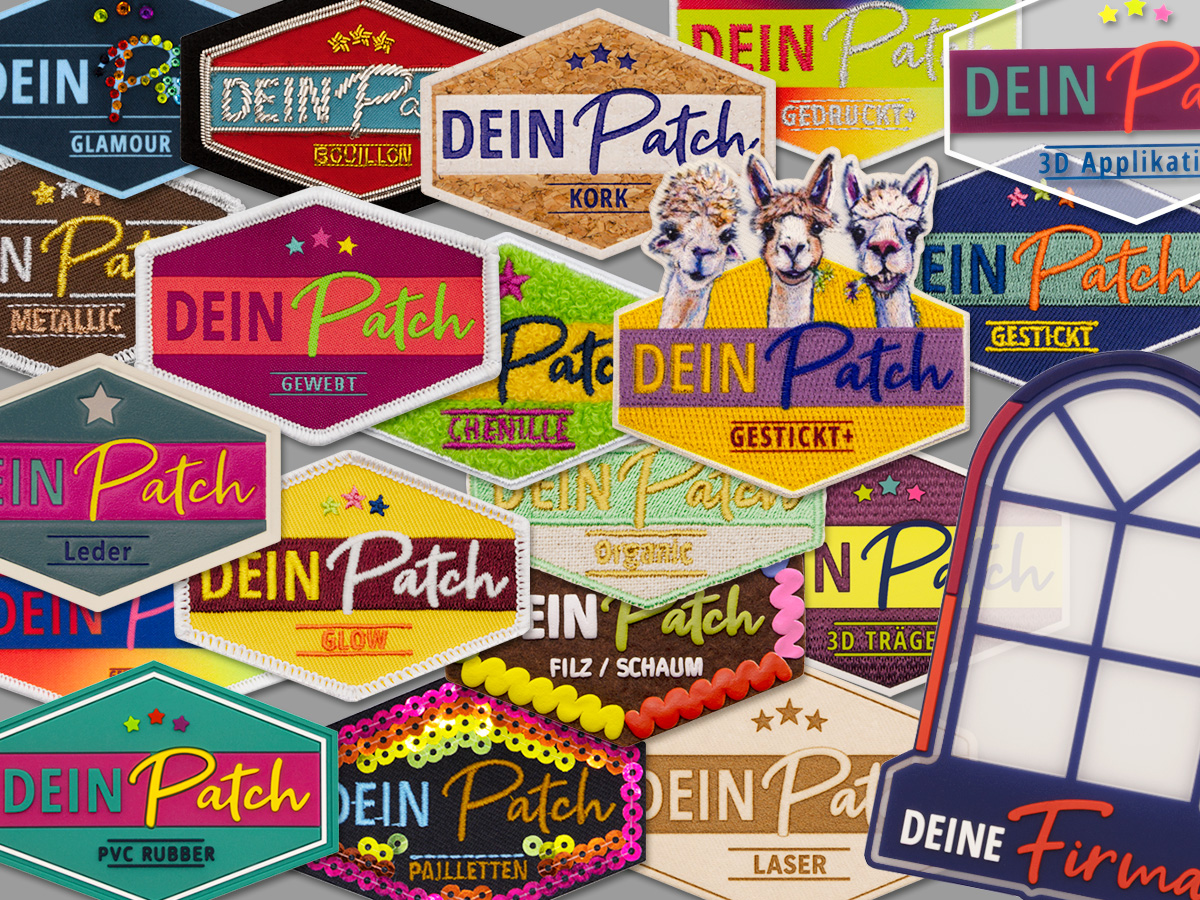 Übersicht Patcharten – Dein Patch individuell: gestickt, gedruckt, Leder, Kork, Chenille, 3D