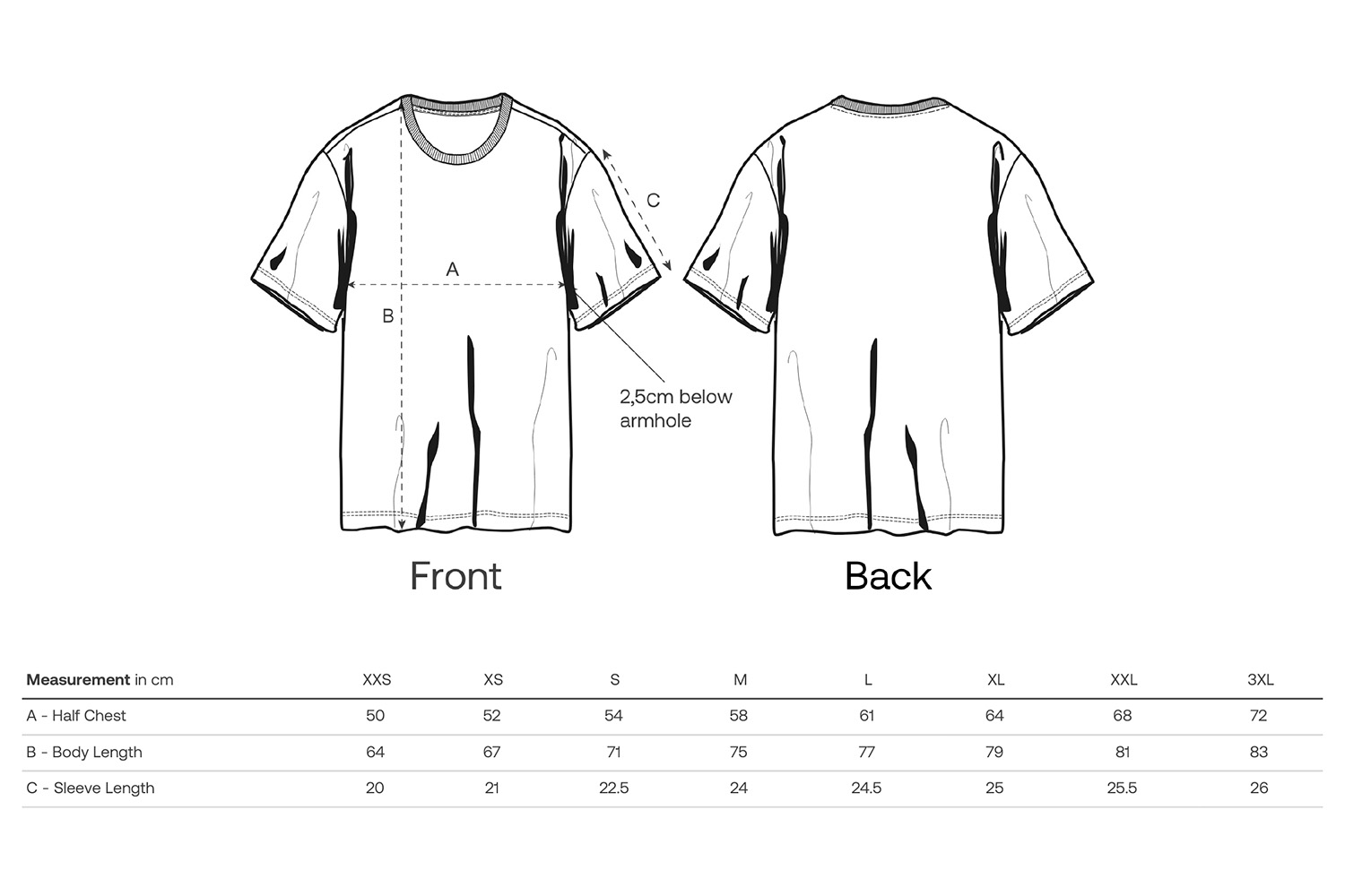 Stanley/Stella T-Shirt Blaker - Größentabelle / Sizechart