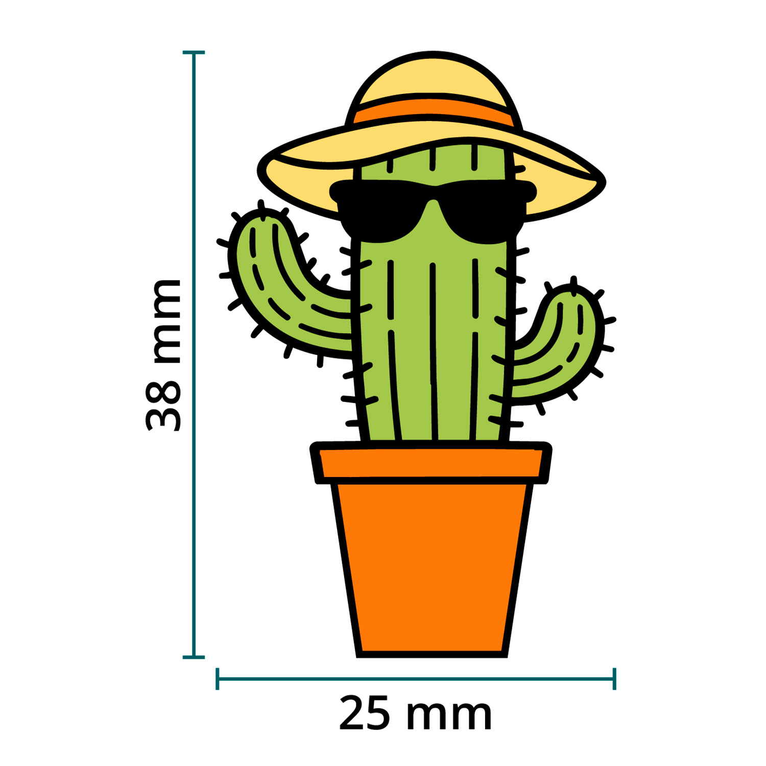 DTF / Textildruck / Bügelbild, Sommerkaktus - Größentabelle / Sizechart