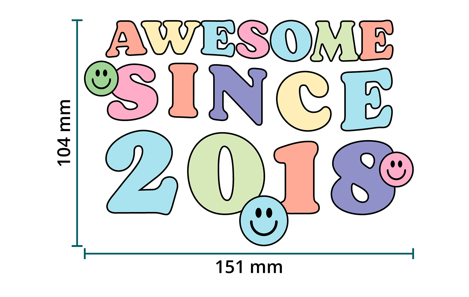 DTF / Textildruck / Bügelbild, Awesome since 2018 - Größentabelle / Sizechart