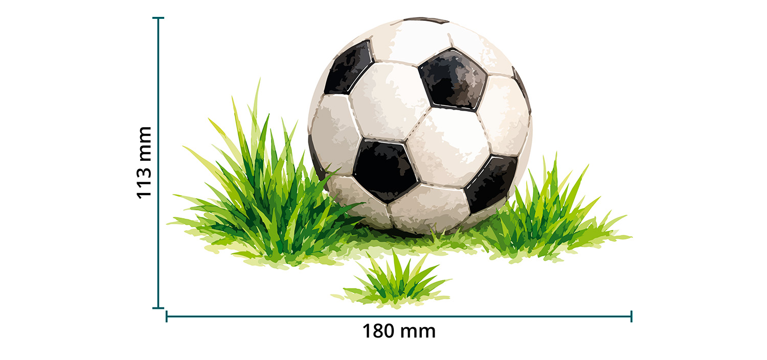 DTF / Textildruck / Bügelbild, Fußball mit Gras - Größentabelle / Sizechart