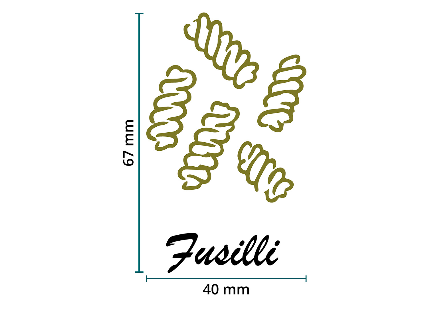 DTF / Textildruck / Bügelbild, Fusili - Größentabelle / Sizechart