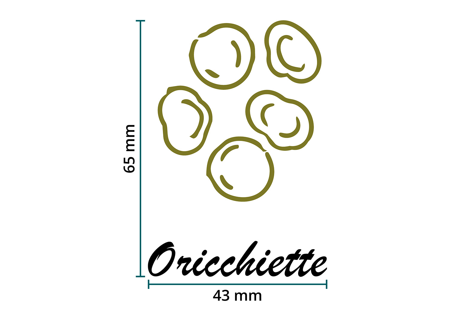 DTF / Textildruck / Bügelbild, Oricchiette - Größentabelle / Sizechart