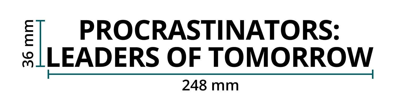 DTF / Textildruck / Bügelbild, Procrastinators - Größentabelle / Sizechart
