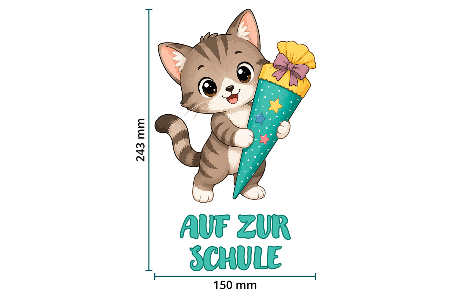 DTF / Textildruck / Bügelbild, Schultier Katze - Größentabelle / Sizechart