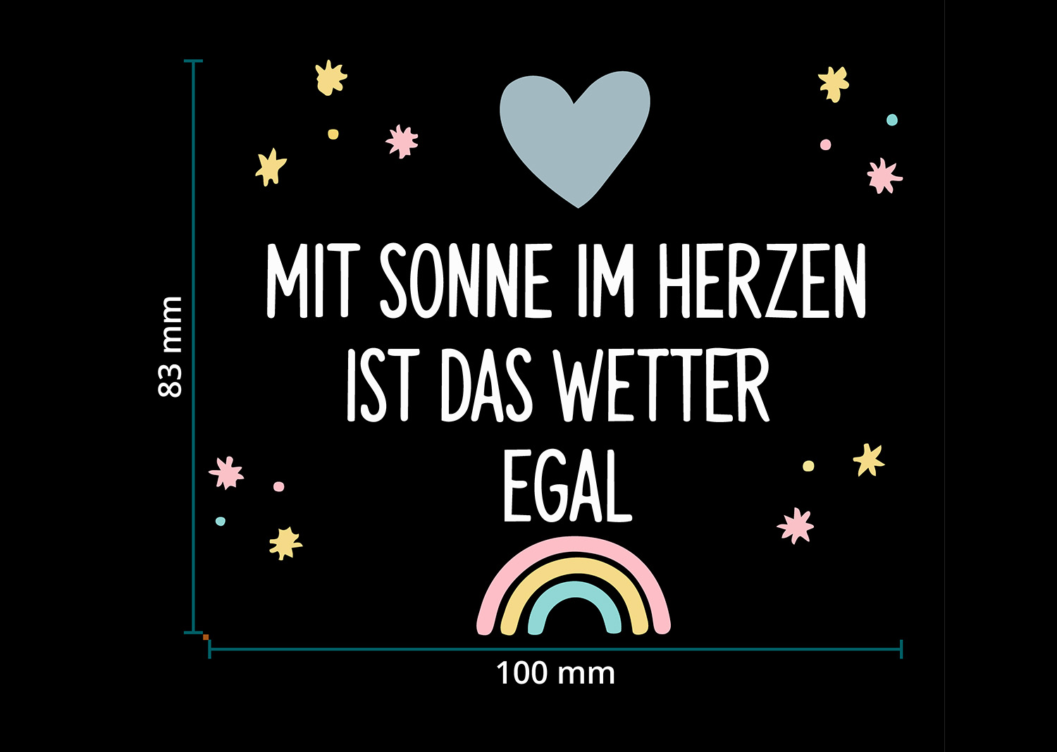 DTF / Textildruck / Bügelbild, Sonne im Herzen - Größentabelle / Sizechart