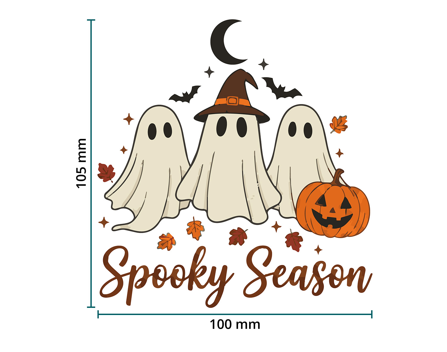 DTF / Textildruck / Bügelbild, Spooky Season Geister - Größentabelle / Sizechart