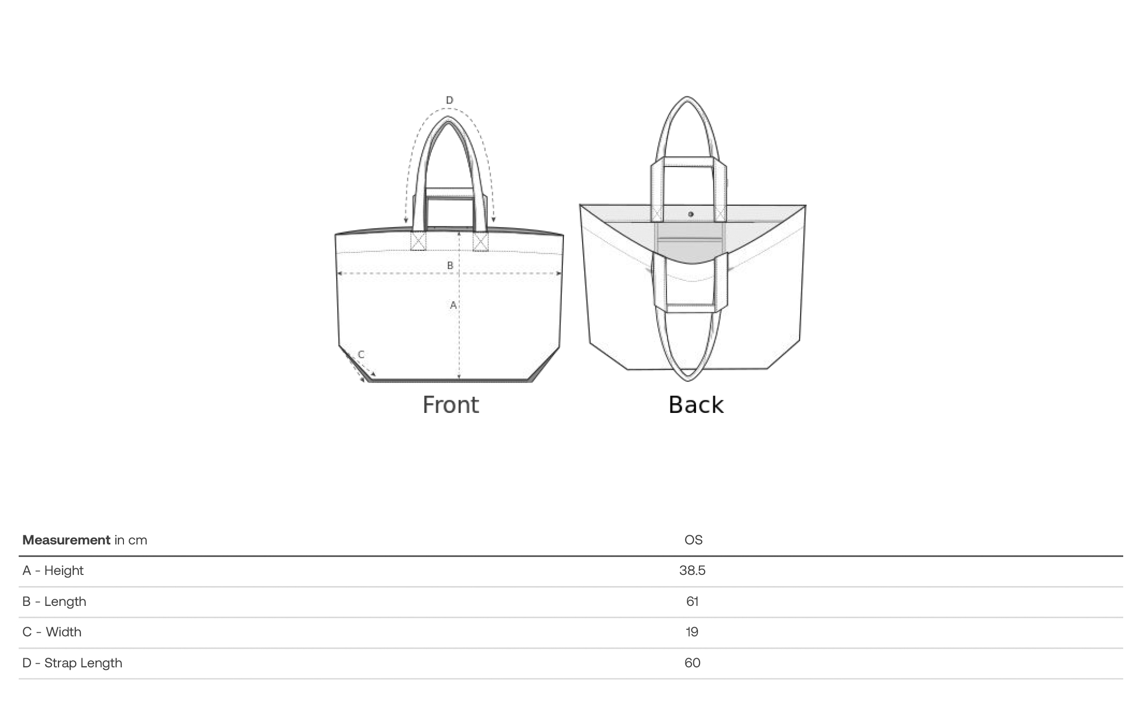 Stanley/Stella Tragetasche Shopping bag 2.0 - Größentabelle / Sizechart