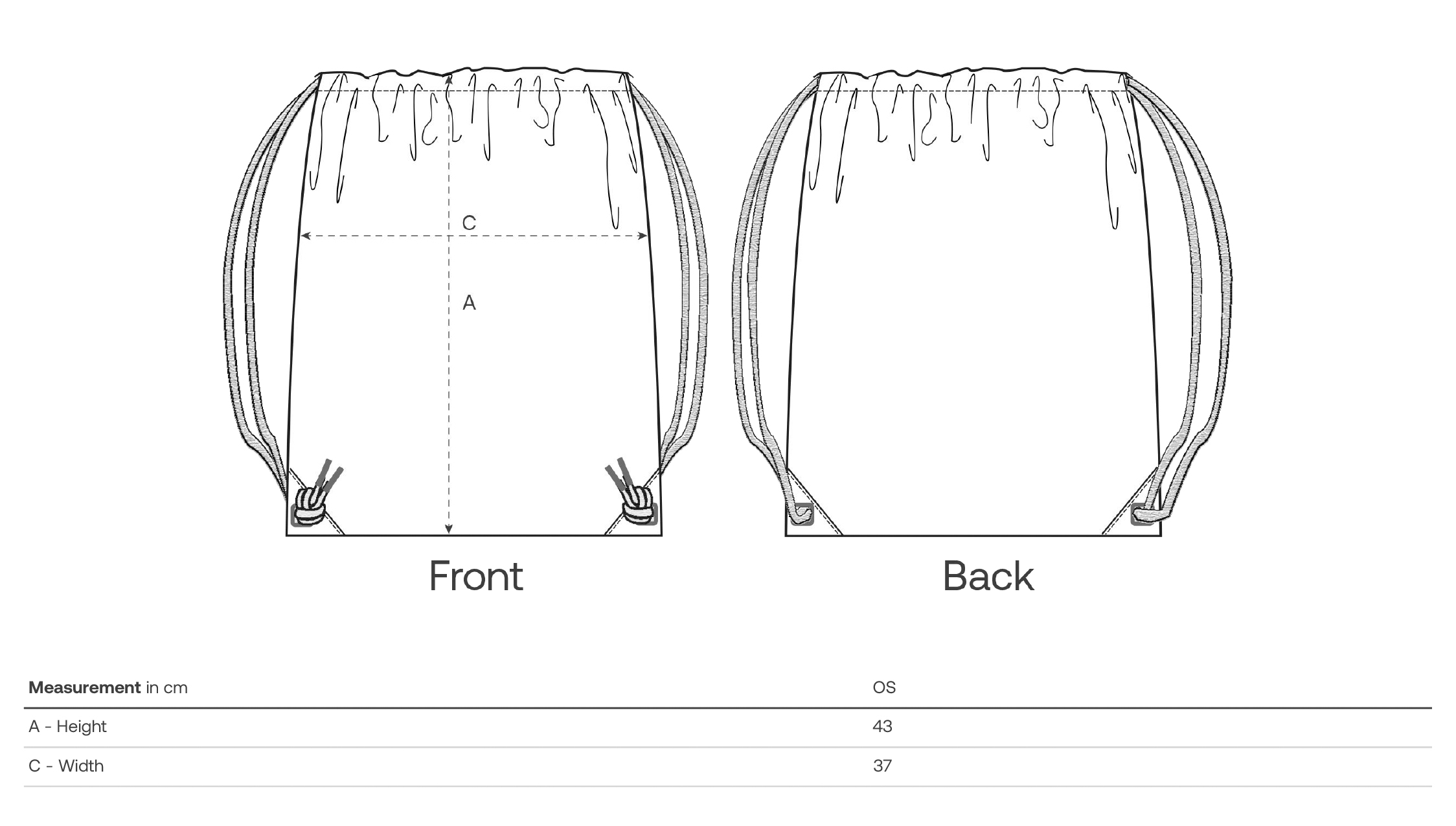 Stanley/Stella Sportbeutel Gym Bag - Größentabelle / Sizechart