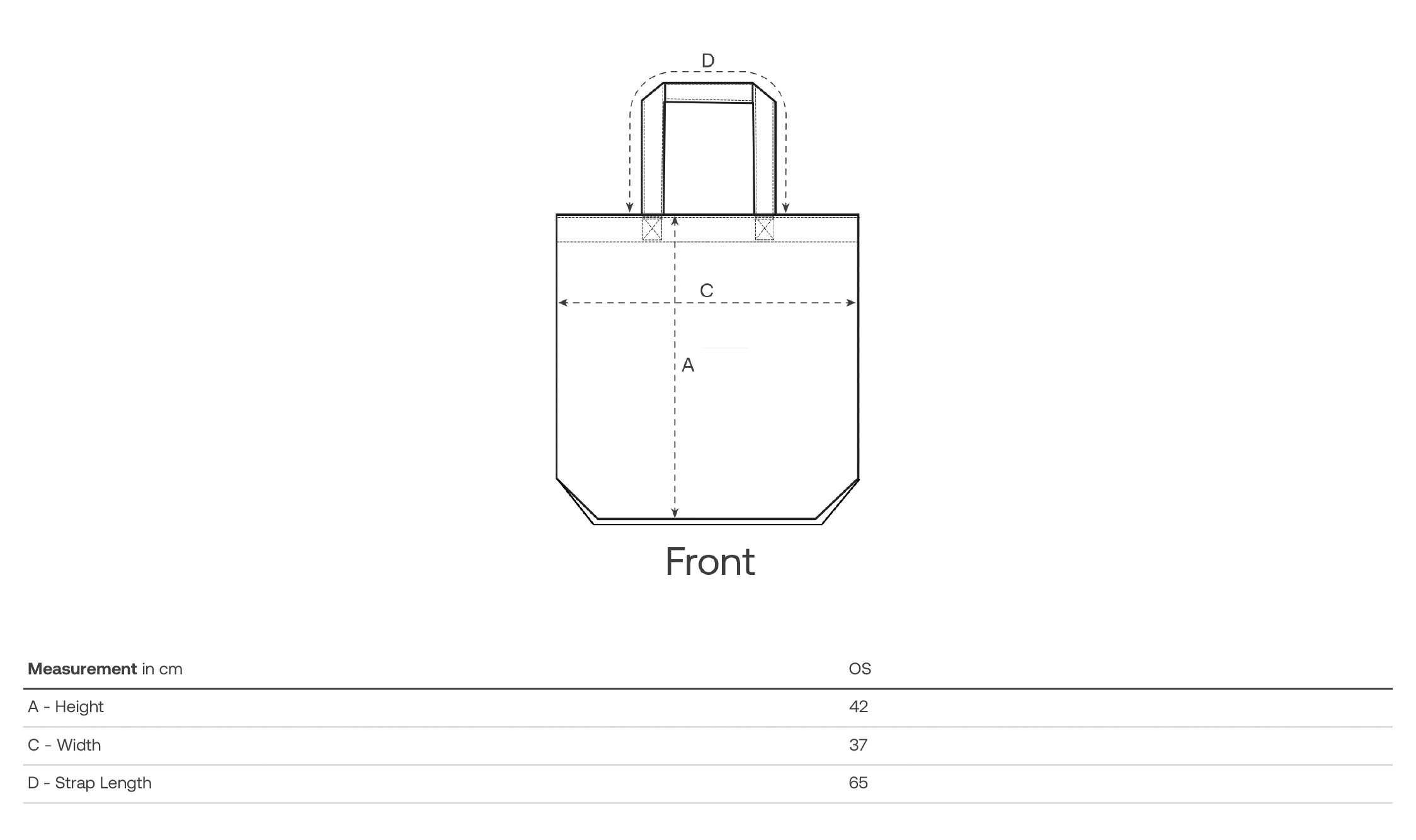 Stanley/Stella Tragetasche Light Tote Bag - Größentabelle / Sizechart