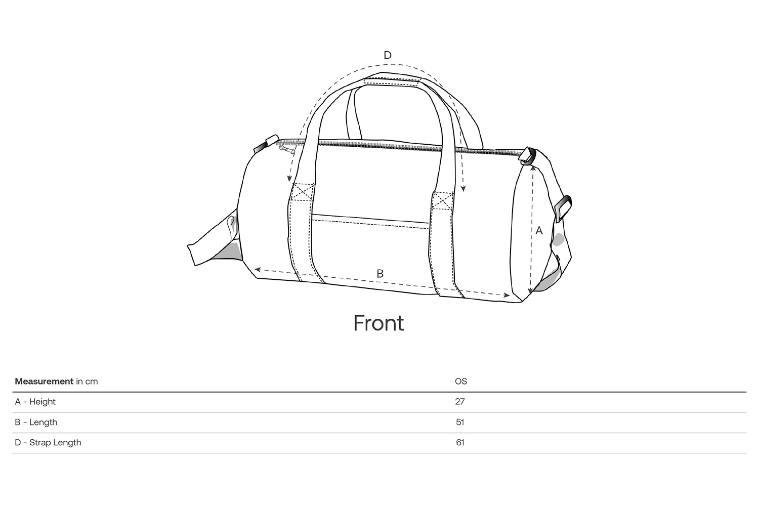 Stanley/Stella Sporttasche Duffle Bag - Größentabelle / Sizechart